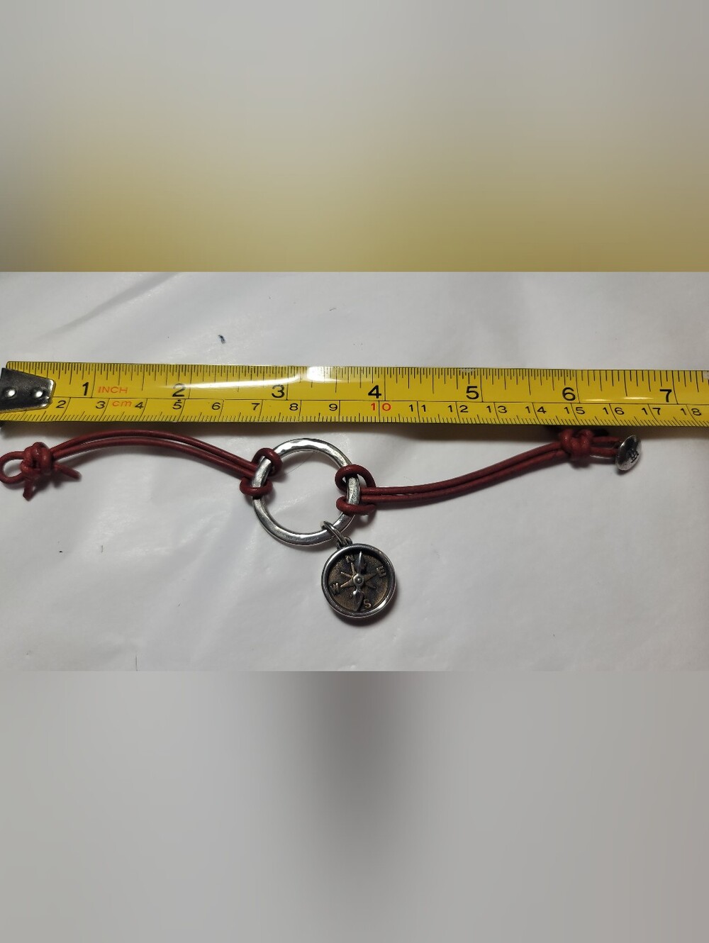 NWOT RETIRED James Avery Red Leather Cord Bracelet & True North Sterling Charm
